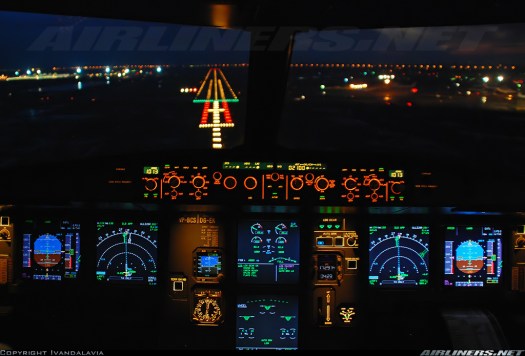 Runway lighting view from cockpit