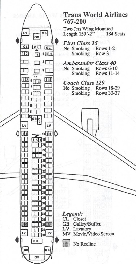 B-767-200 TW seat map
