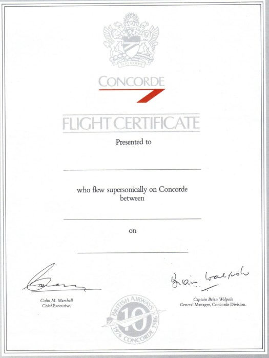 Concorde certificate BA